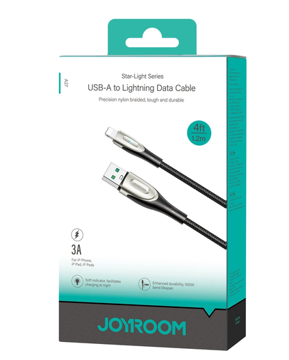 USB-A - Lightning Data- en Oplaadkabel Joyroom SA31-AL3, 18W, 1,2m, Zwart
