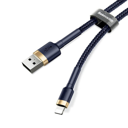 Data- en Oplaadkabel USB-A - Lightning Baseus Cafule, 18W, 1m, Blauw Goud CALKLF-BV3