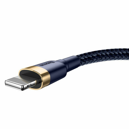 Data- en Oplaadkabel USB-A - Lightning Baseus Cafule, 18W, 1m, Blauw Goud CALKLF-BV3
