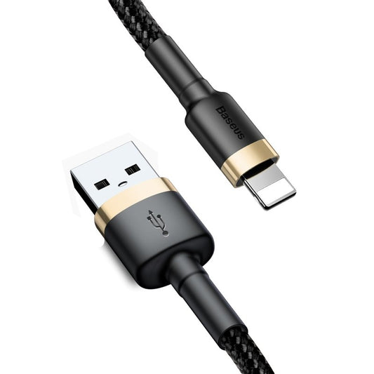 USB-A - Lightning Baseus Cafule Data en Oplaadkabel, 18W, 2m, Goud CALKLF-CV1