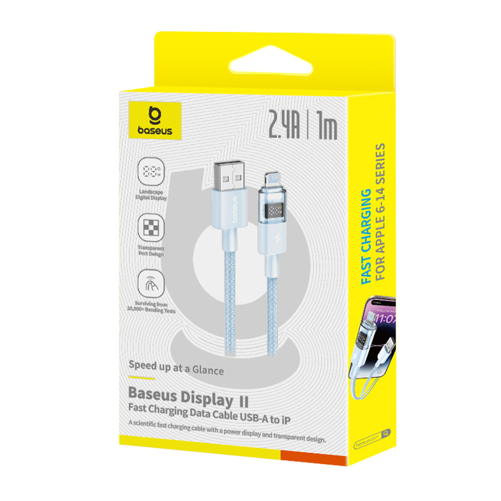 Data- en Oplaadkabel USB-A - Lightning Baseus Display 2, 12W, 1m, Blauw P10382700311-00
