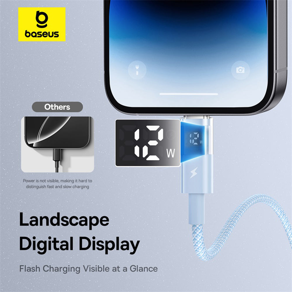 Data- en Oplaadkabel USB-A - Lightning Baseus Display 2, 12W, 2m, Blauw P10382700311-01