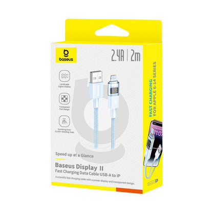Data- en Oplaadkabel USB-A - Lightning Baseus Display 2, 12W, 2m, Blauw P10382700311-01