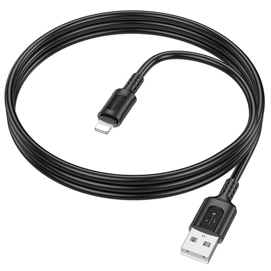 Data- en Oplaadkabel USB-A - Lightning Borofone BX111 Feliz, 18W, 1m, Zwart