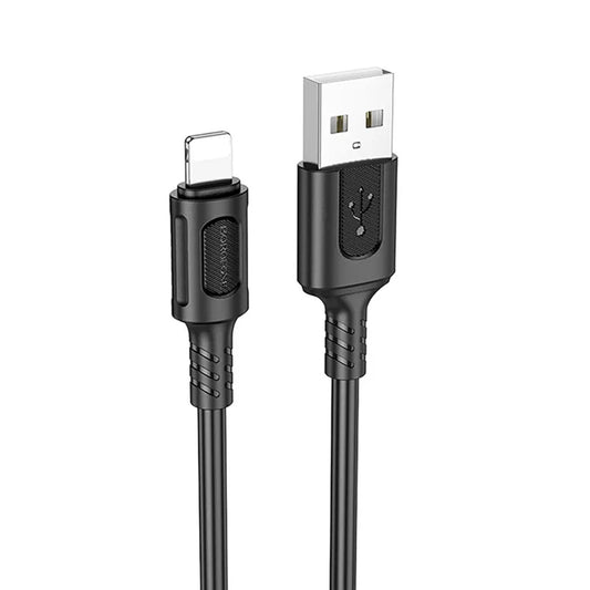Data- en Oplaadkabel USB-A - Lightning Borofone BX111 Feliz, 18W, 1m, Zwart