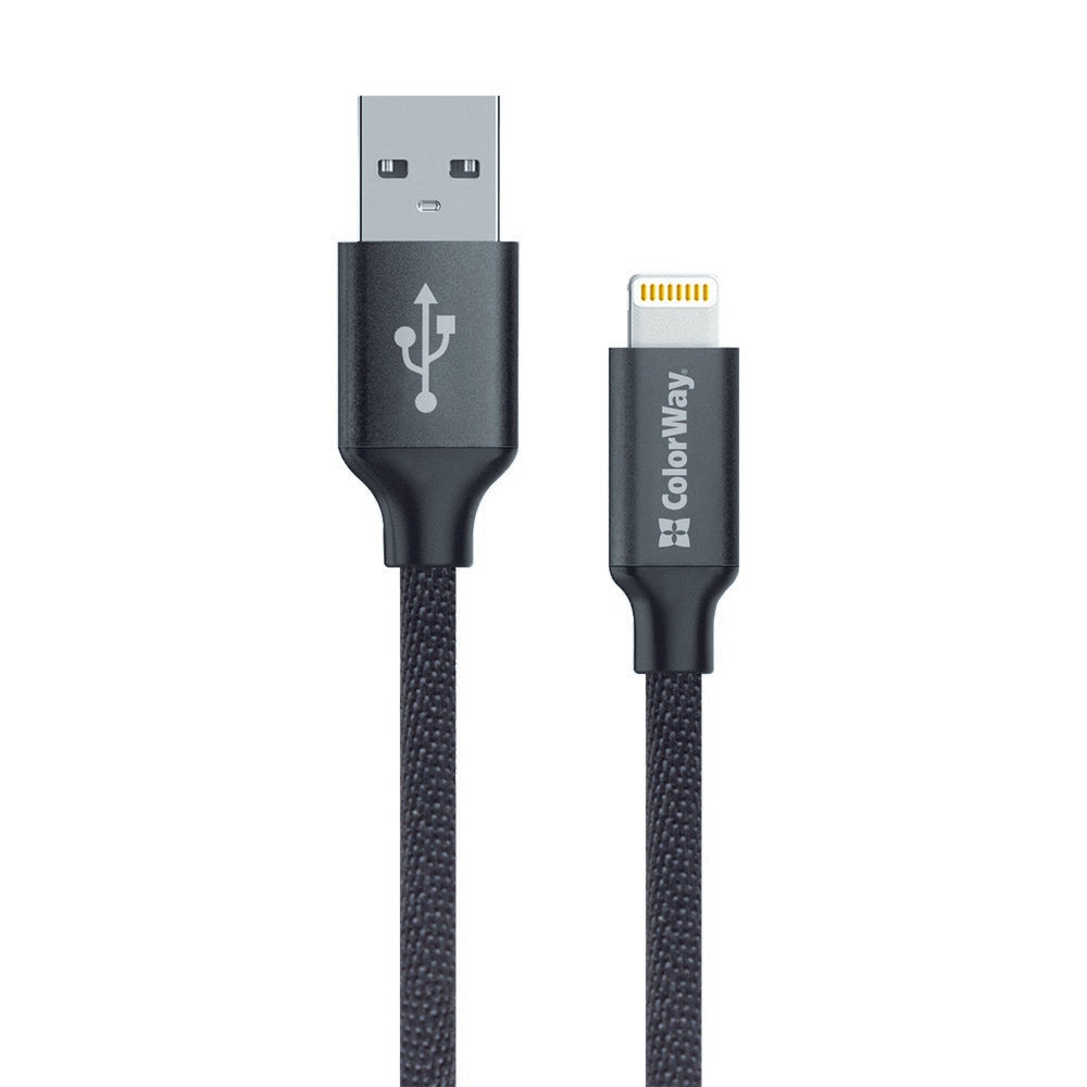 Data- en Oplaadkabel USB-A - Lightning ColorWay CW-CBUL004, 18W, 1m, Zwart