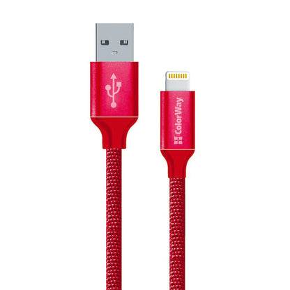 Data- en Oplaadkabel USB-A - Lightning ColorWay CW-CBUL004, 18W, 1m, Rood