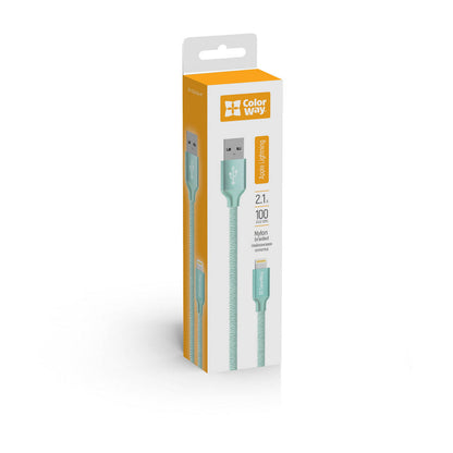 Data- en Oplaadkabel USB-A - Lightning ColorWay CW-CBUL004, 18W, 1m, Groen