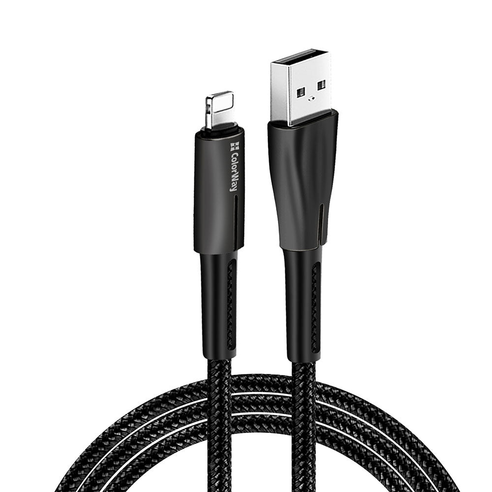 Data- en Oplaadkabel USB-A - Lightning ColorWay CW-CBUL035, 18W, 1m, Zwart