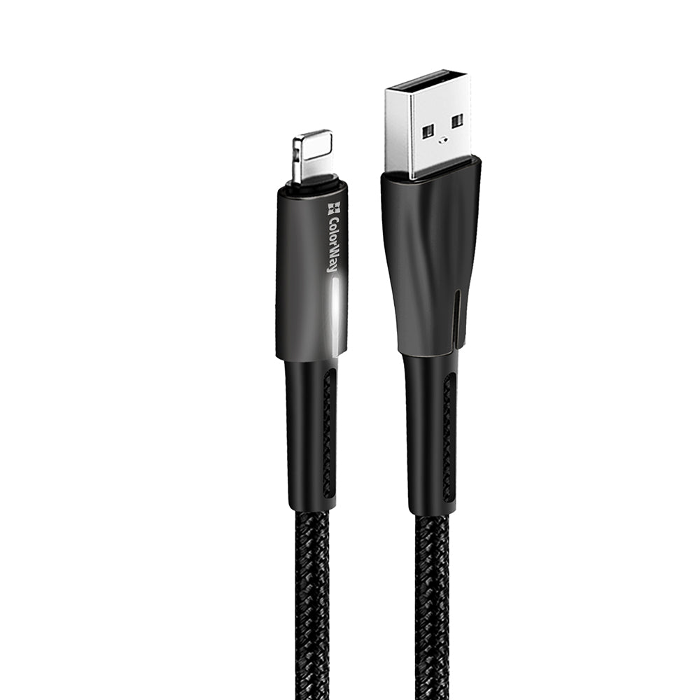Data- en Oplaadkabel USB-A - Lightning ColorWay CW-CBUL035, 18W, 1m, Zwart