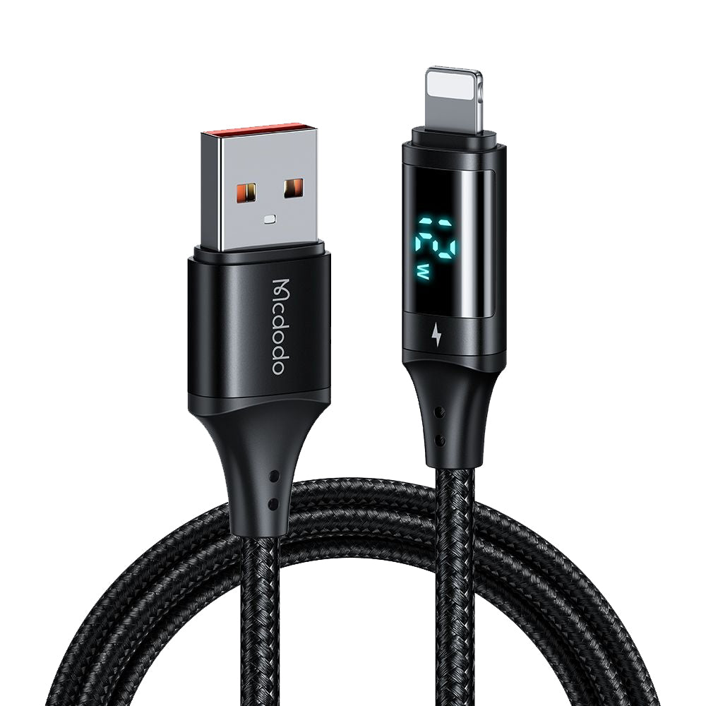 Data- en Oplaadkabel USB-A - Lightning McDodo CA-1060 Display, 12W, 1.2m, Zwart