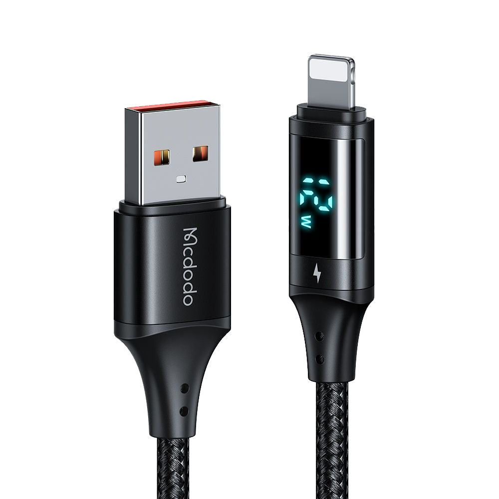 Data- en Oplaadkabel USB-A - Lightning McDodo CA-1060 Display, 12W, 1.2m, Zwart