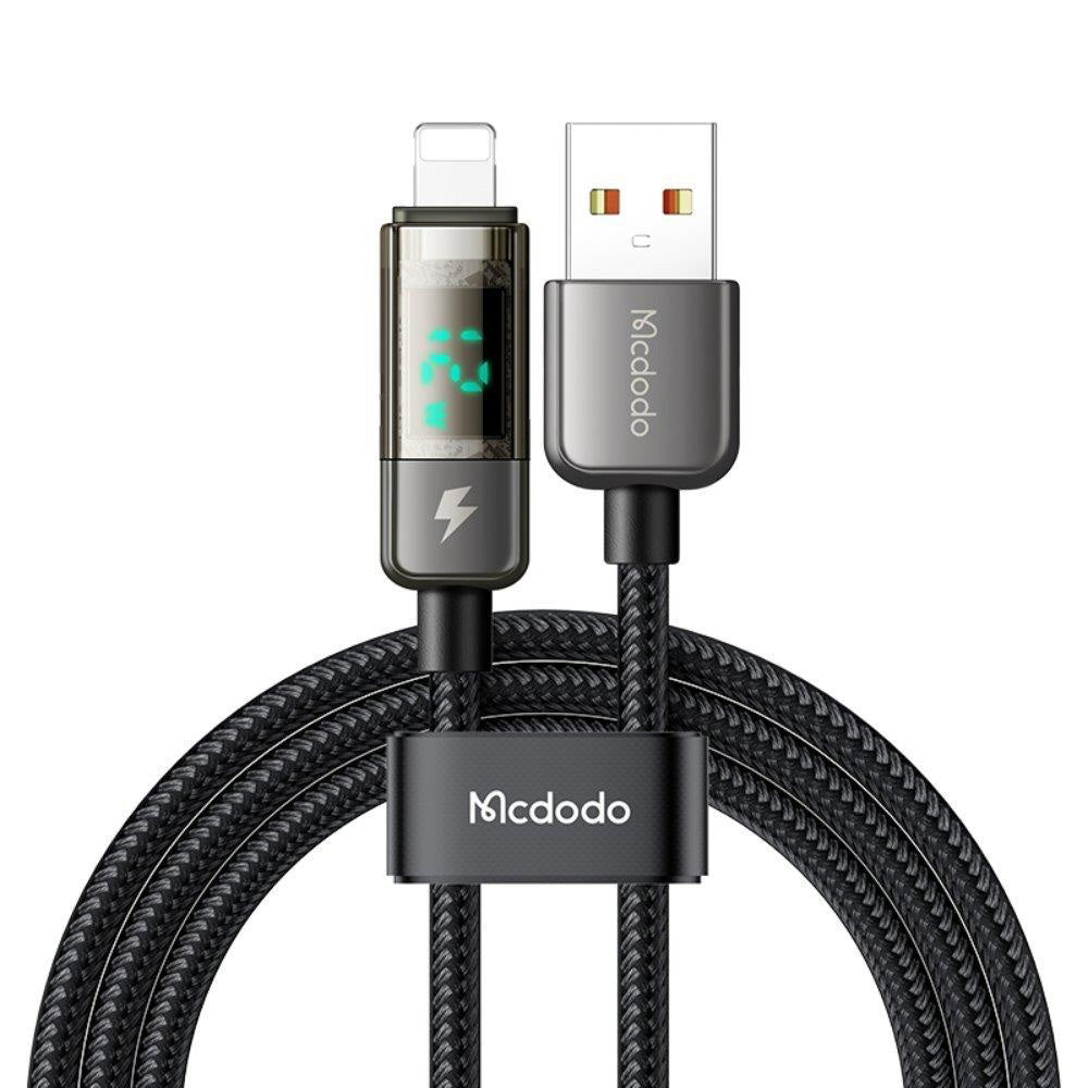 USB-A to Lightning McDodo CA-3620 Data and Charging Cable with Auto Power Off Display, 18W, 1.2m, Black