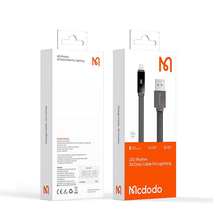 Data- en Oplaadkabel USB-A - Lightning McDodo CA-4970 Rythm Display, 18W, 1.2m, Zwart