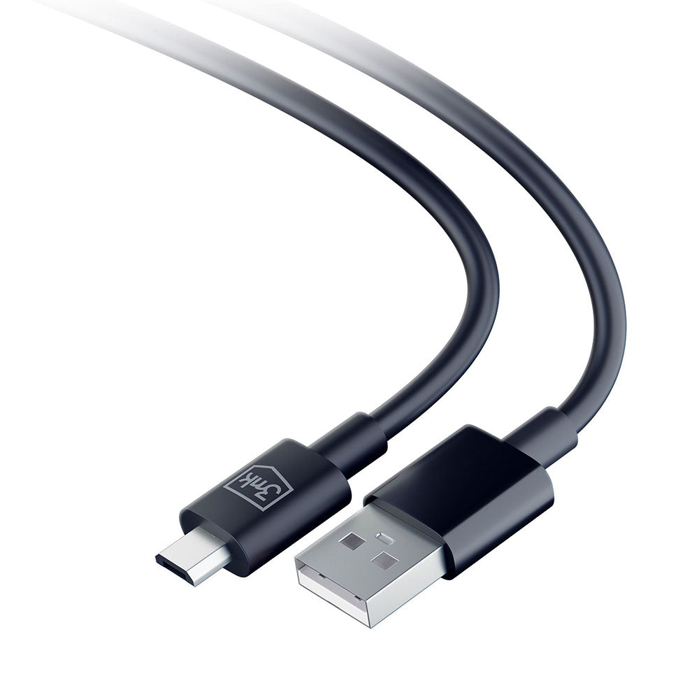 Data- en Oplaadkabel USB-A - microUSB 3MK Hyper, 18W, 1.2m, Zwart
