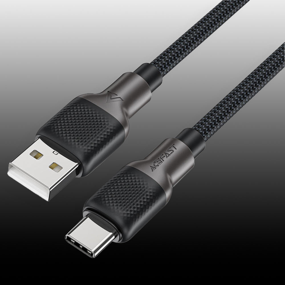 Data- en Oplaadkabel USB-A - USB-C Acefast C10-04, 18W, 1.2m, Zwart
