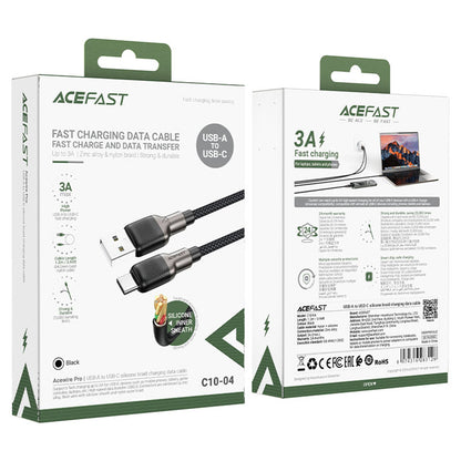 Data- en Oplaadkabel USB-A - USB-C Acefast C10-04, 18W, 1.2m, Zwart