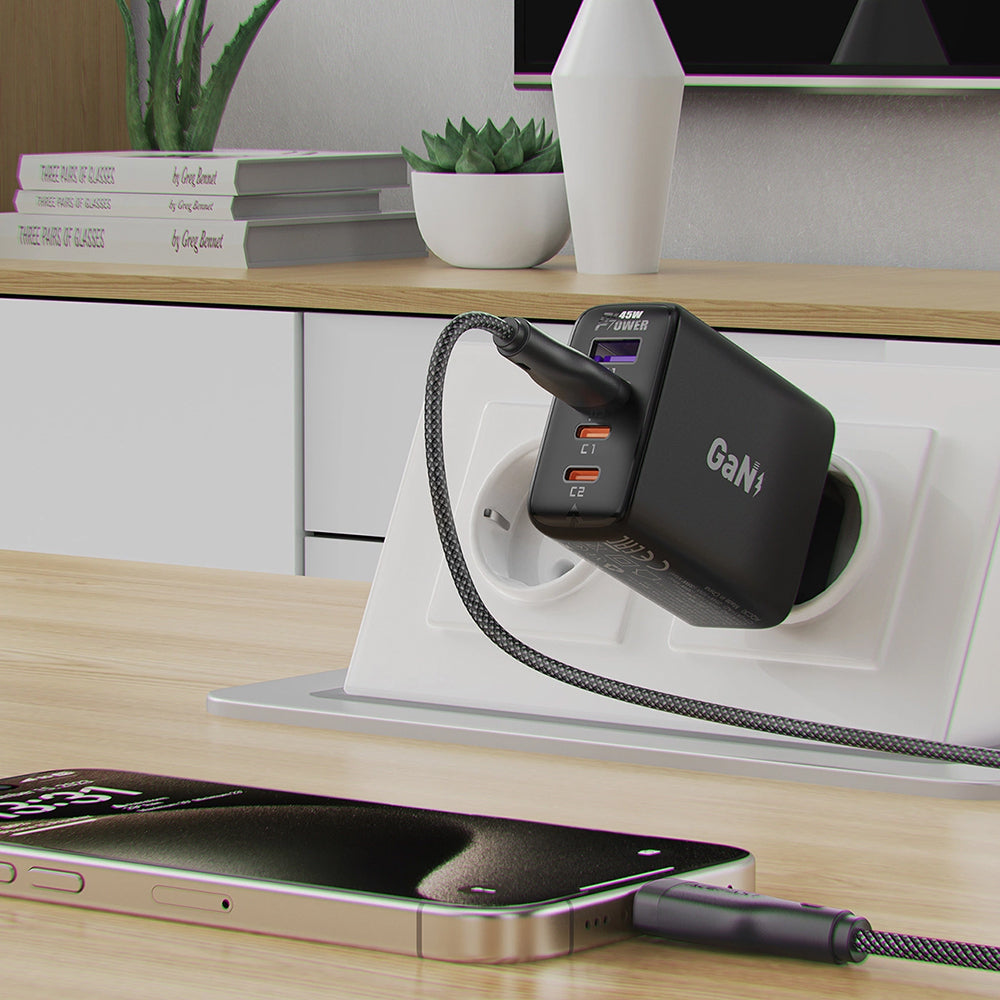 Data- en Oplaadkabel USB-A - USB-C Acefast C8-04, 18W, 1.2m, Zwart