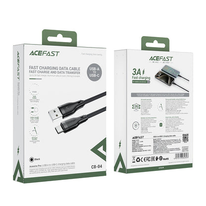 Data- en Oplaadkabel USB-A - USB-C Acefast C8-04, 18W, 1.2m, Zwart