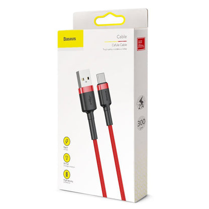 Data- en Oplaadkabel USB-A - USB-C Baseus Cafule, 18W, 3m, Rood CATKLF-U09