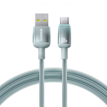 Data- en Oplaadkabel USB-A - USB-C Baseus Discolor, 100W, 1m, Blauw Groen E0420801
