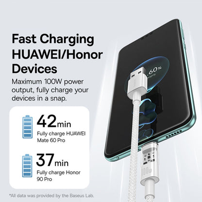 USB-A to USB-C Baseus Gem Data and Charging Cable, 100W, 1m, White P10373002211-00