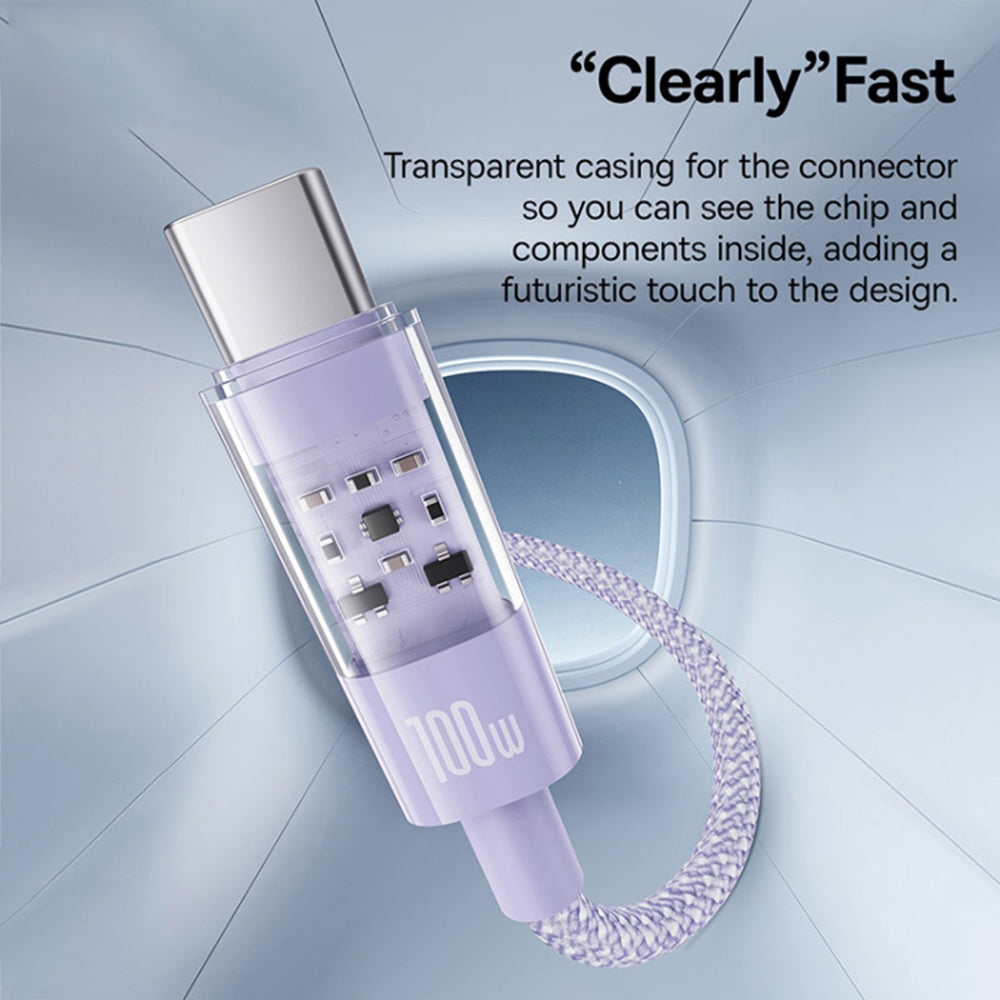 Data- en Oplaadkabel USB-A - USB-C Baseus Gem, 100W, 1m, Paars P10373002511-00