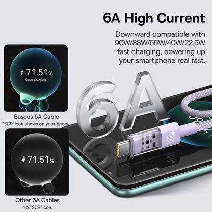USB-A to USB-C Baseus Gem Data and Charging Cable, 100W, 2m, Purple P10373002511-01