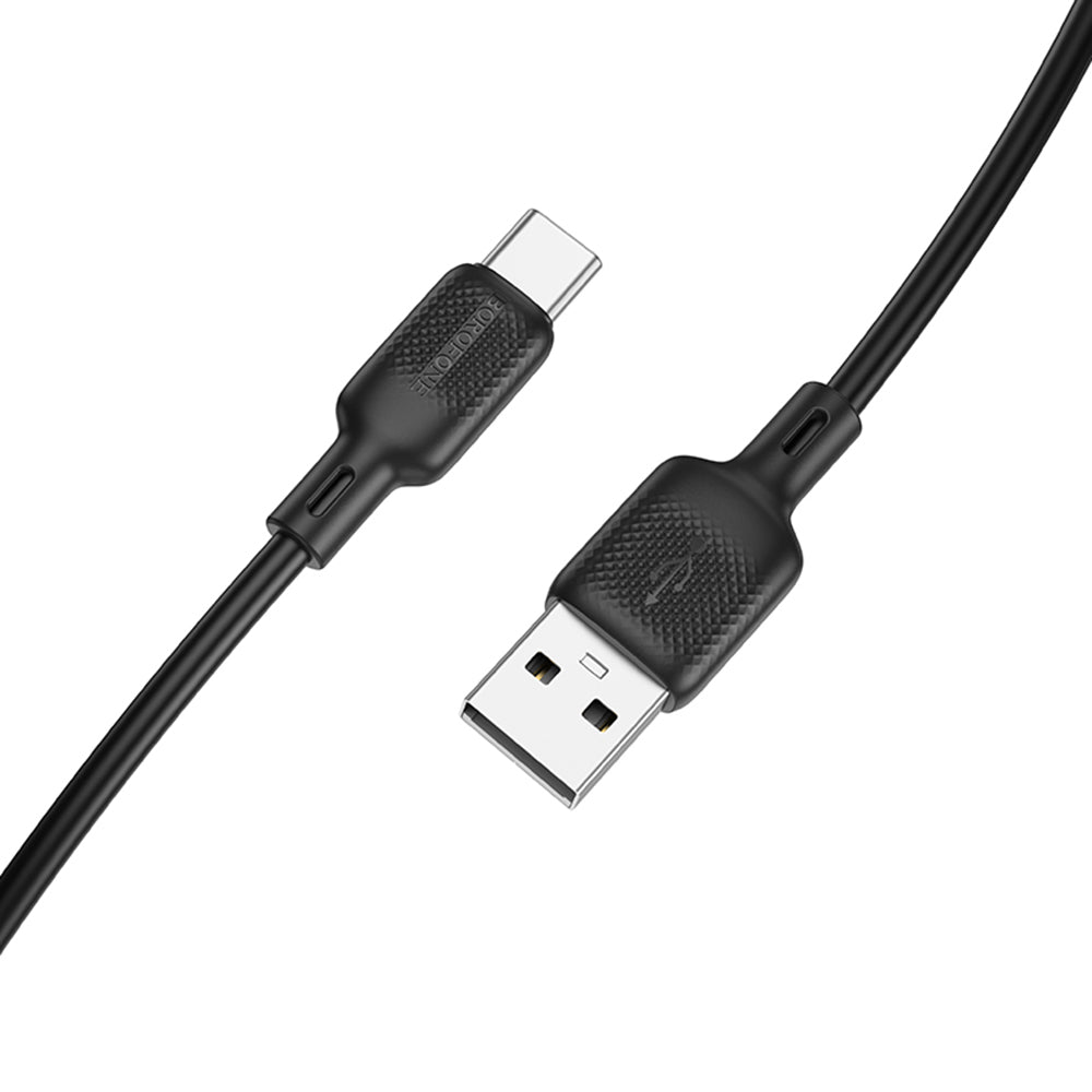 USB-A - USB-C Borofone BX113 Lenny Data- en Oplaadkabel, 18W, 2m, Zwart
