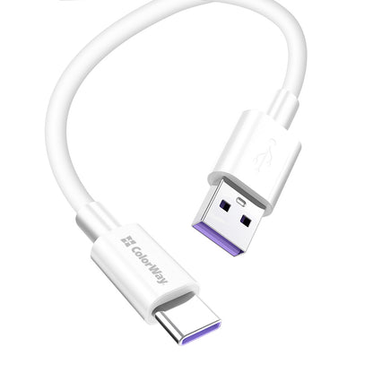 Data- en Oplaadkabel USB-A - USB-C ColorWay CW-CBUC019, 18W, 1m, Wit