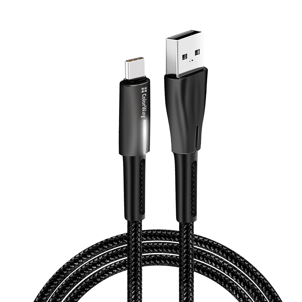 Data- en Oplaadkabel USB-A - USB-C ColorWay CW-CBUC035, 18W, 1m, Zwart
