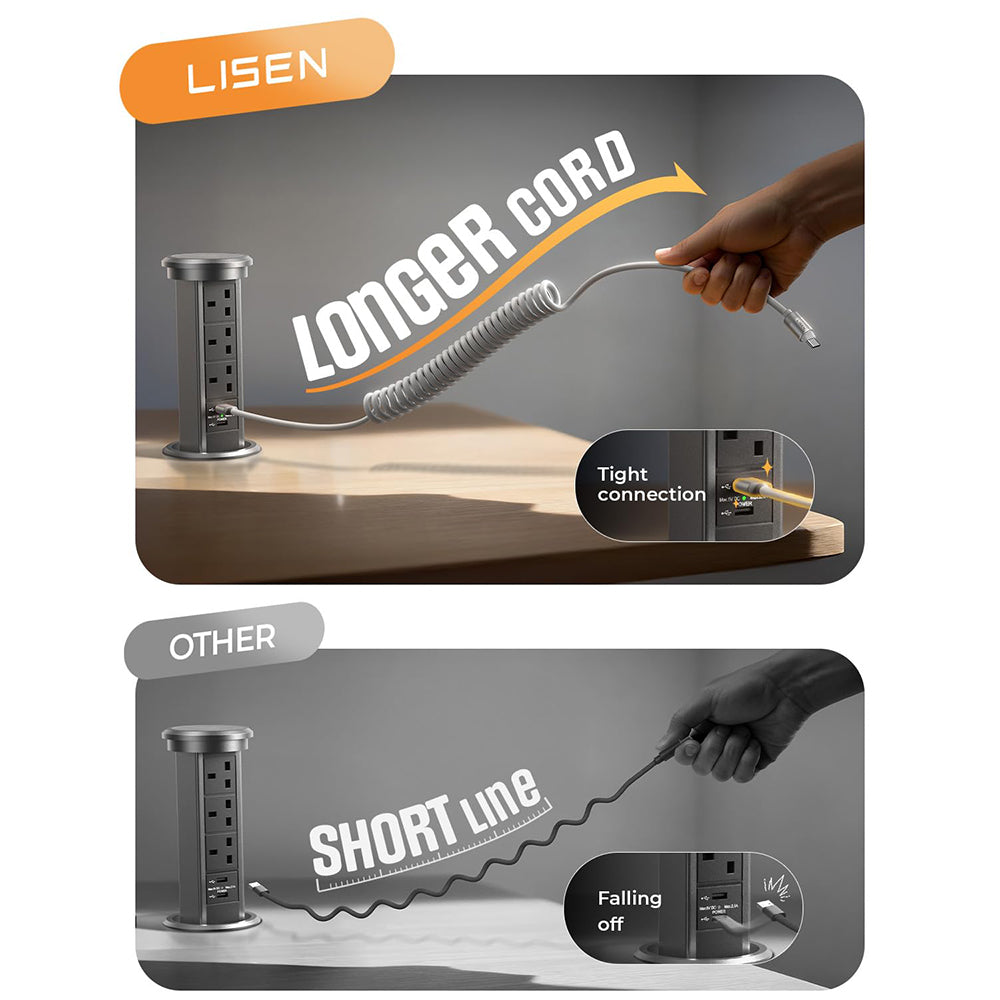 USB-A - USB-C Data- en Oplaadkabel Lisen L114, 15W, 1m, Grijs YL0125030001