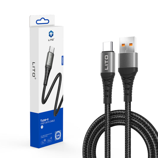 Data- en Oplaadkabel USB-A - USB-C Lito LD22T, 18W, 2m, Zwart