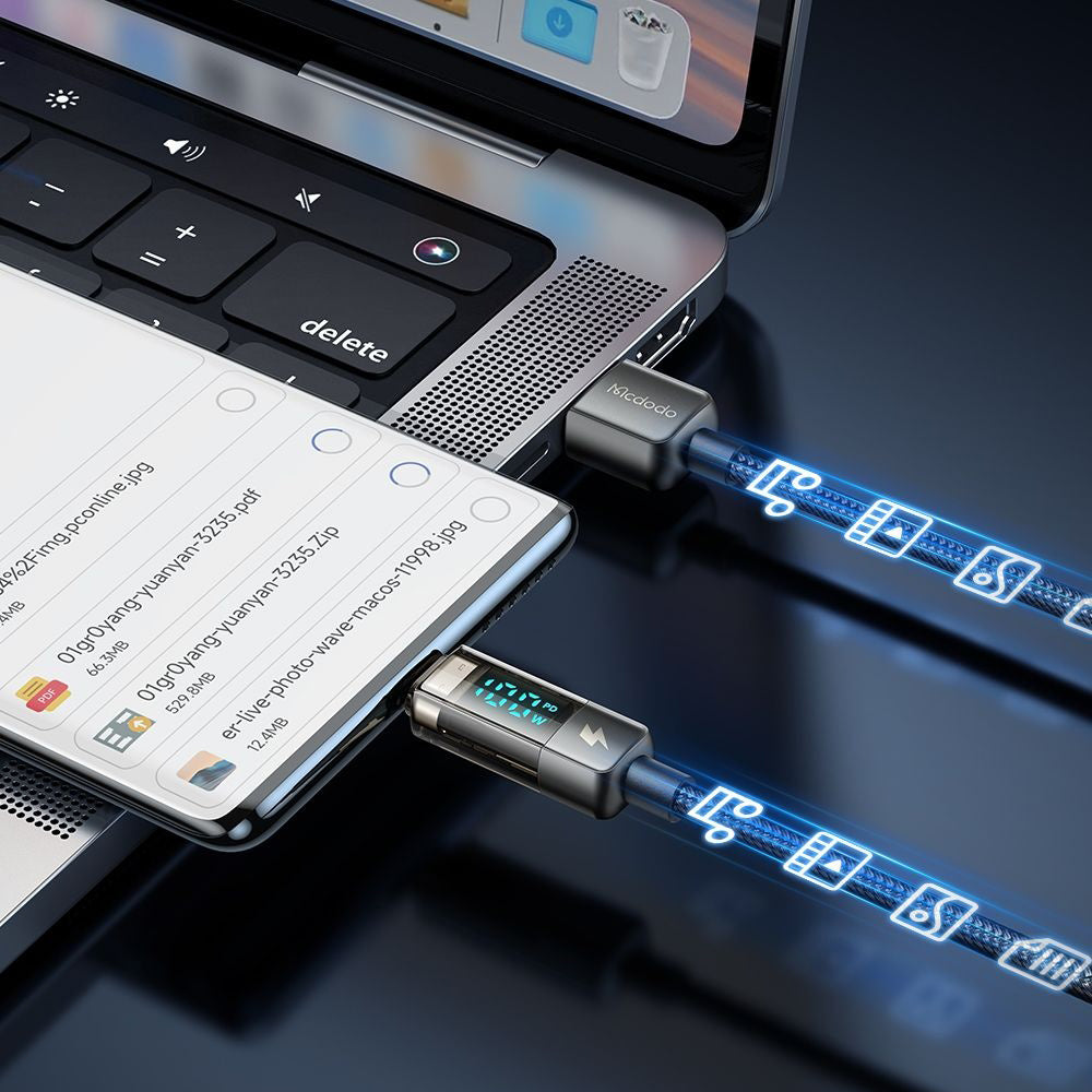 Data- en Oplaadkabel USB-A - USB-C McDodo CA-3630 Display Auto Power Off, 66W, 1.2m, Zwart