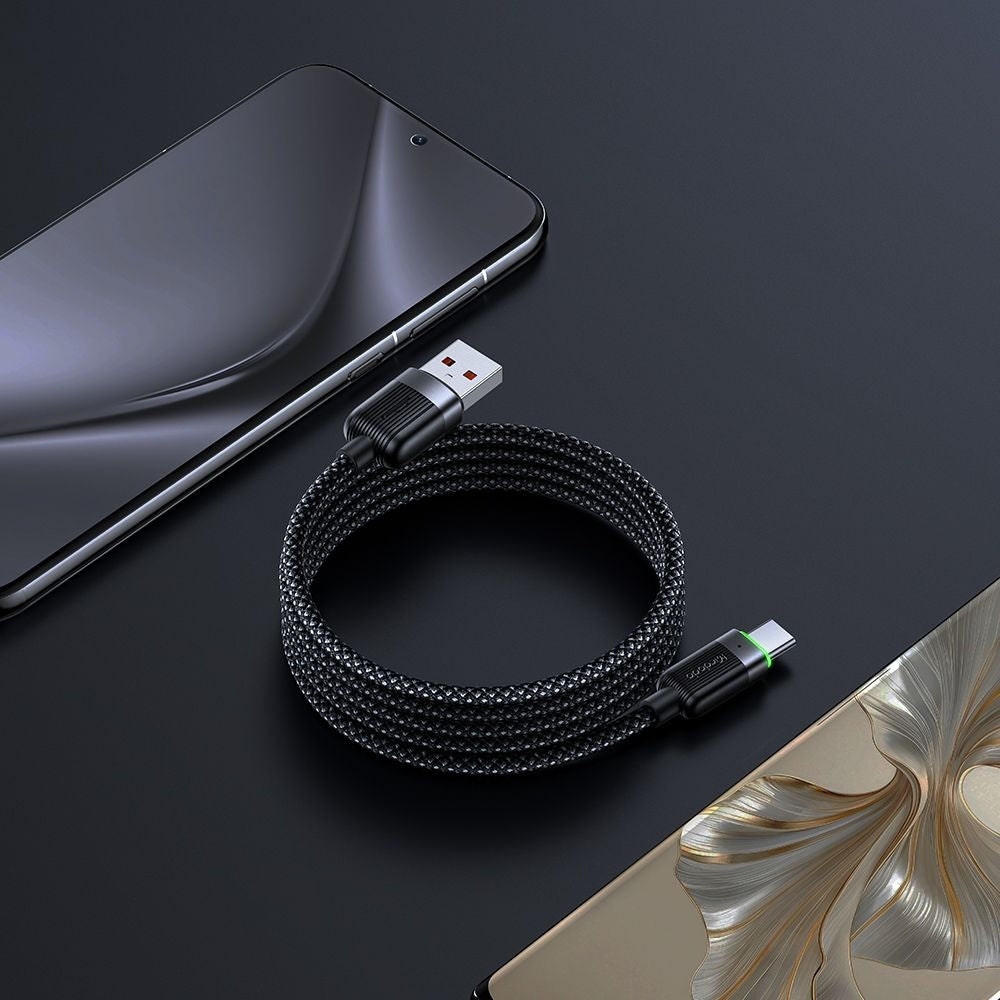 Data- en Oplaadkabel USB-A - USB-C McDodo CA-5650 Self Winding, 66W, 1.2m, Zwart