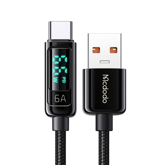 Data- en Oplaadkabel USB-A - USB-C McDodo CA-8690 Display, 66W, 1.2m, Zwart