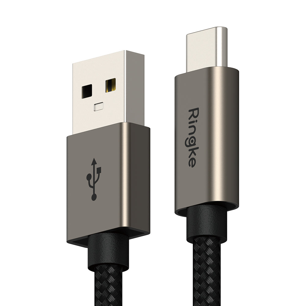 USB-A - USB-C Ringke Data- en Oplaadkabel, 60W, 2m, Zwart