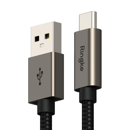 USB-A - USB-C Ringke Data- en Oplaadkabel, 60W, 2m, Zwart