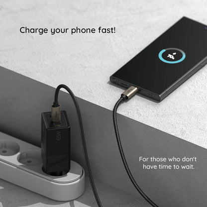 USB-A - USB-C Ringke Data- en Oplaadkabel, 60W, 2m, Zwart