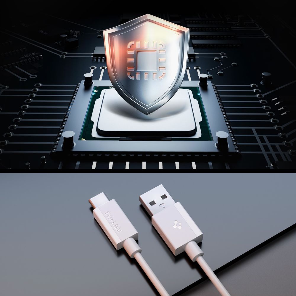 Data- en Oplaadkabel USB-A - USB-C Spigen Essential, 60W, 1m, Wit