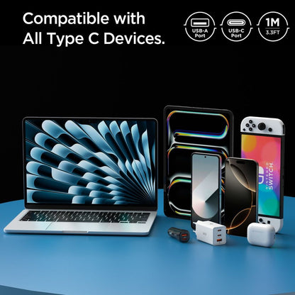 Data- en Oplaadkabel USB-A - USB-C Spigen Essential, 60W, 1m, Wit