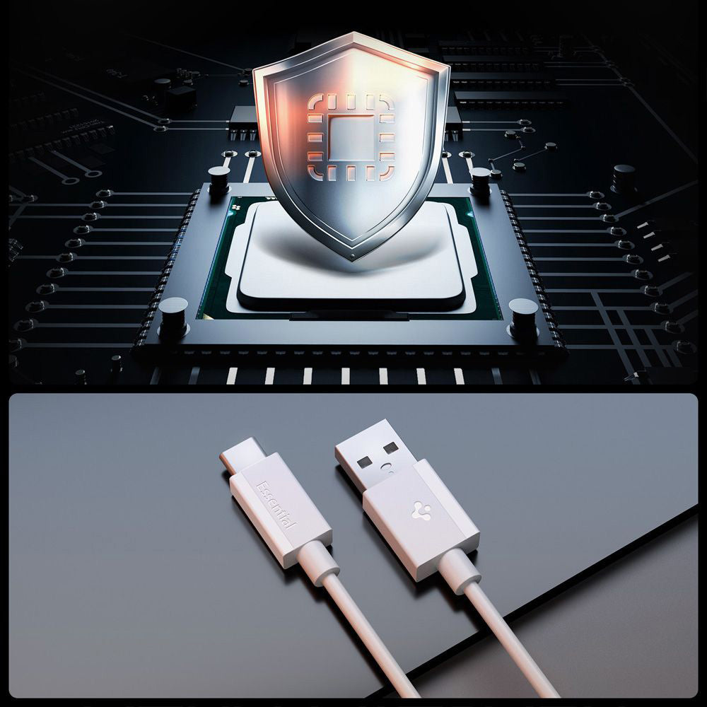 Data- en Oplaadkabel USB-A - USB-C Spigen Essential, 60W, 2m, Wit