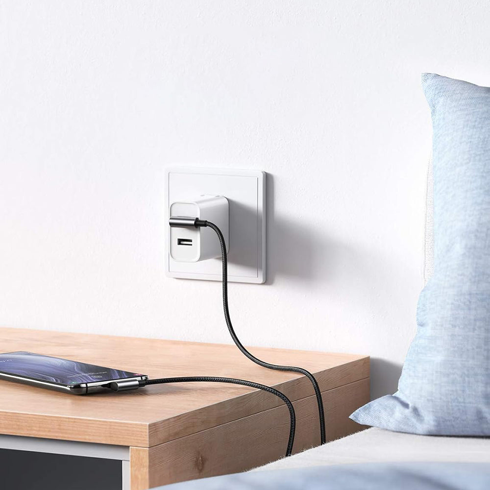 Data- en Oplaadkabel USB-A - USB-C UGREEN US176 Angled, 18W, 3m, Gri
