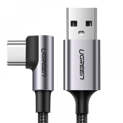 USB-A - USB-C UGREEN US284 Angled Data en Oplaadkabel, 18W, 0.5m, Gri