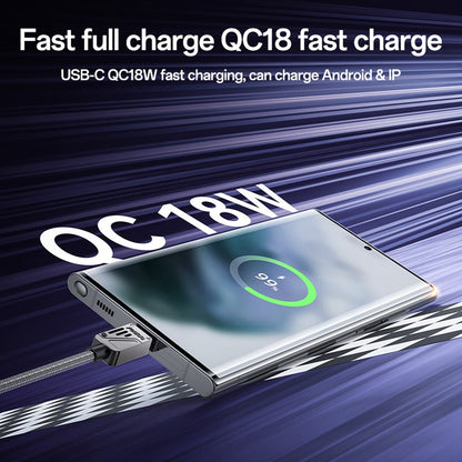 Data- en Oplaadkabel USB-A - USB-C Yesido CA135C, 18W, 1.2m, Zwart