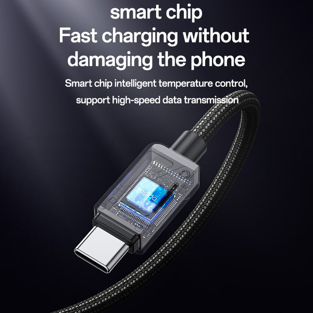 Data- en Oplaadkabel USB-A - USB-C Yesido CA135C, 18W, 1.2m, Zwart