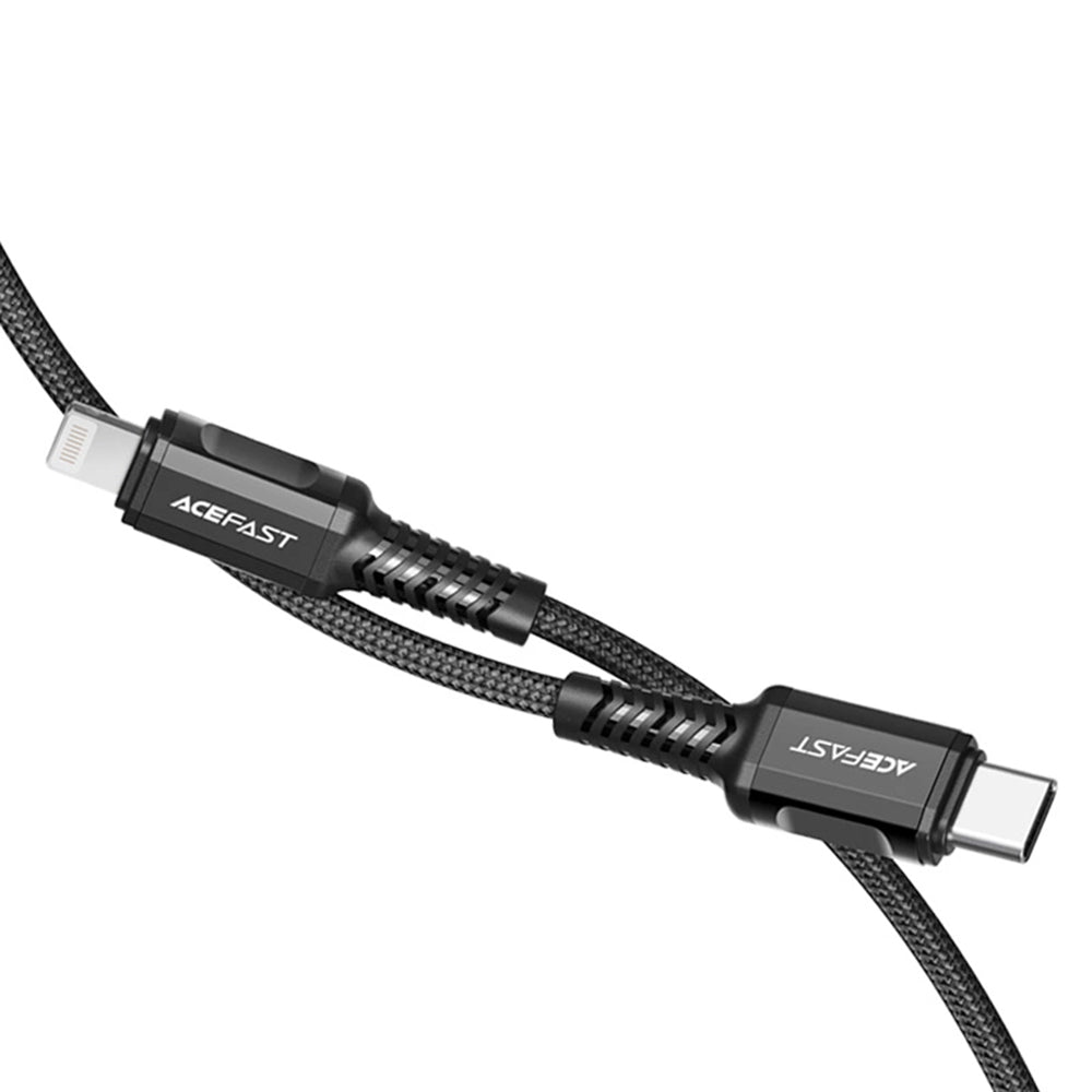 Data- en Oplaadkabel USB-C - Lightning Acefast C1-01, 30W, 1.2m, Zwart