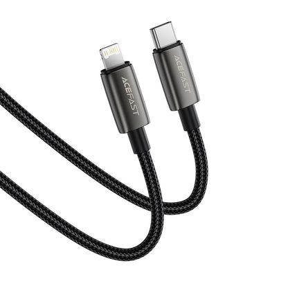 USB-C - Lightning Data- en Oplaadkabel Acefast C23-01, 30W, 1.2m, Zwart