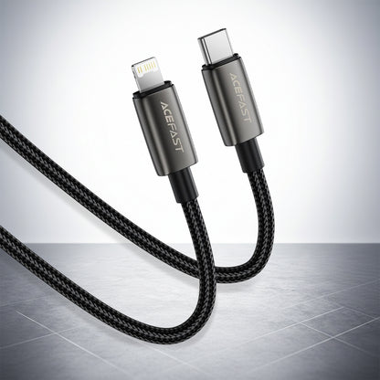 USB-C - Lightning Data- en Oplaadkabel Acefast C23-01, 30W, 1.2m, Zwart