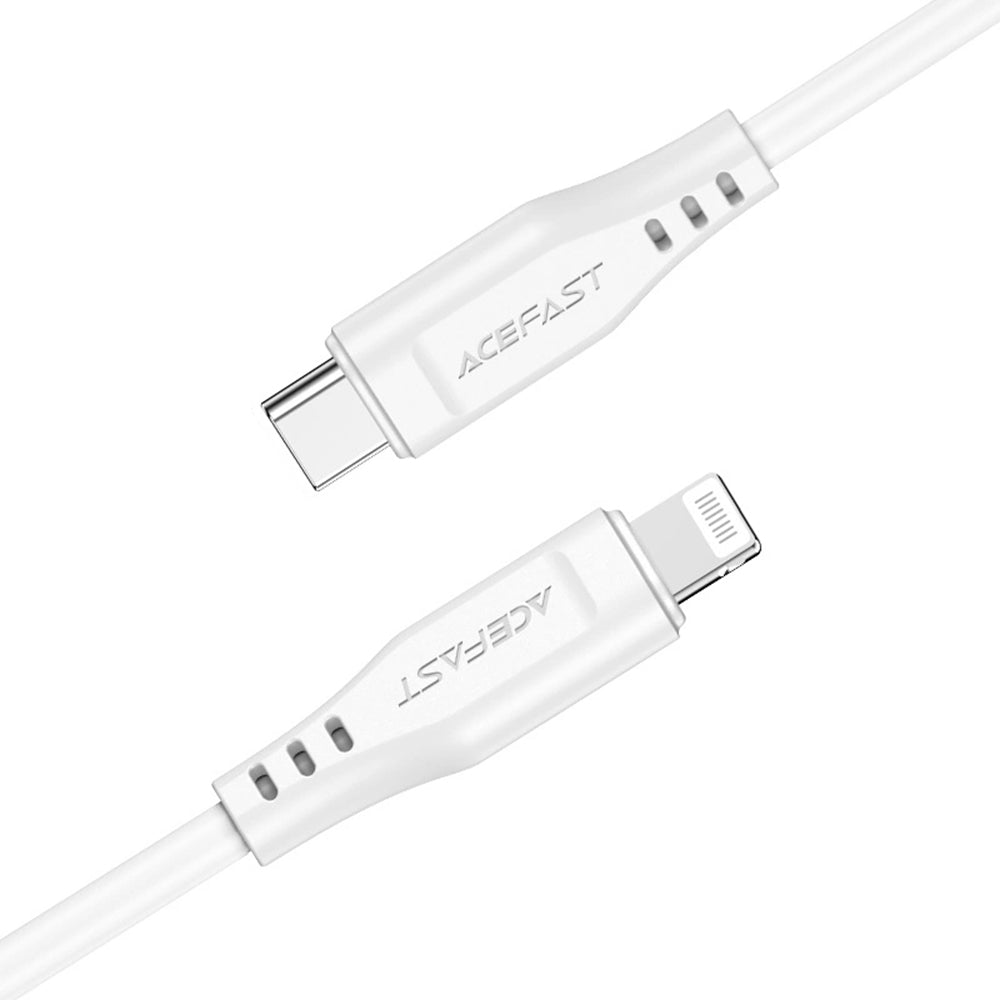 Data- en Oplaadkabel USB-C - Lightning Acefast C3-01, 30W, 1.2m, Wit